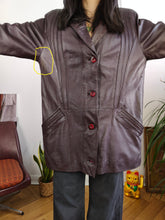 Load image into Gallery viewer, Vintage 100% nappa leather coat burgundy red purple jacket women Matrix 44 M