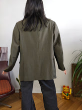 Load image into Gallery viewer, Vintage 100% wool Pierre Cardin designer blazer khaki green brown check checker pattern jacket unisex men 50 M-L