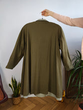 Load image into Gallery viewer, Vintage 2-in-1 reversible trench coat light green khaki lining lined midi mid long women M-L