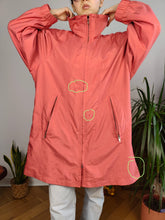 Load image into Gallery viewer, Vintage Marcel Clair orange pink parka coat trench midi long light spring summer women 42 L
