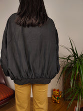 Load image into Gallery viewer, Vintage silk bomber jacket blouson black light spring summer women unisex men M
