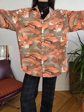 Load image into Gallery viewer, Vintage viscose shirt gold fish print pattern animal orange beige short sleeve men unisex 41 L
