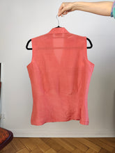 Load image into Gallery viewer, Vintage Laurent sleeveless blouse coral orange pink top button up shirt summer women 44 M
