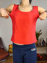 Load image into Gallery viewer, Vintage silk sleeveless tank top blouse vest red women S