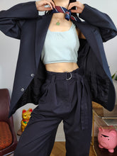 Load image into Gallery viewer, Vintage blazer jacket navy blue women unisex men M