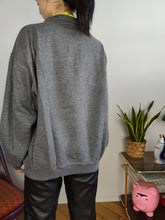 Load image into Gallery viewer, Vintage 90s sweatshirt USA college sport logo sweater pullover jumper grey quarter zip L-XL