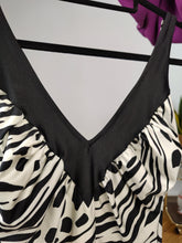 Load image into Gallery viewer, Vintage second hand swimsuit bathing swim wear body top black white animal print pattern M