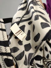 Load image into Gallery viewer, Vintage second hand swimsuit bathing swim wear body top black white animal print pattern M