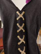 Load image into Gallery viewer, Vintage second hand swimsuit bathing swim wear body top embroidery high leg black embroidery S