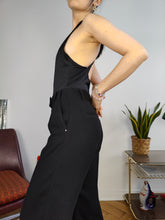 Load image into Gallery viewer, Vintage second hand swimsuit bathing swim wear body top embroidery high leg black embroidery S