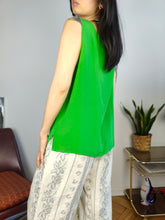 Load image into Gallery viewer, Vintage silk sleeveless tank top blouse vest green Cocoon women M-L