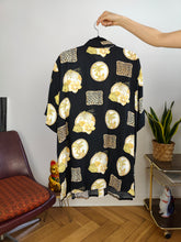 Load image into Gallery viewer, Vintage shirt print crazy pattern black palmtree pineapple animal wonen men unisex 50 XL