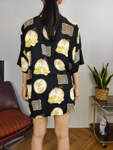 Load image into Gallery viewer, Vintage shirt print crazy pattern black palmtree pineapple animal wonen men unisex 50 XL