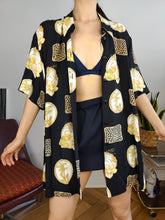 Load image into Gallery viewer, Vintage shirt print crazy pattern black palmtree pineapple animal wonen men unisex 50 XL
