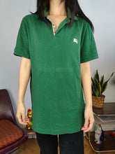 Load image into Gallery viewer, Vintage Burberry Brit polo shirt short sleeve green cotton nova check designer unisex men M-L