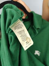 Load image into Gallery viewer, Vintage Burberry Brit polo shirt short sleeve green cotton nova check designer unisex men M-L