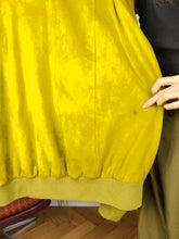 Load image into Gallery viewer, Vintage 100% suede leather bomber jacket yellow lime coat unisex women men 54 XL