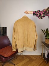 Load image into Gallery viewer, Vintage Burberry leather bomber jacket designer beige brown coat novacheck women men M-L