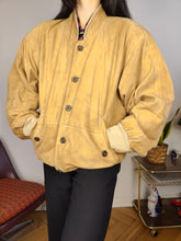 Load image into Gallery viewer, Vintage Burberry leather bomber jacket designer beige brown coat novacheck women men M-L