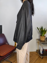 Load image into Gallery viewer, Vintage 100% leather bomber jacket black coat Christ unisex women men XL-XXL