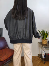 Load image into Gallery viewer, Vintage 100% leather bomber jacket black coat Christ unisex women men XL-XXL