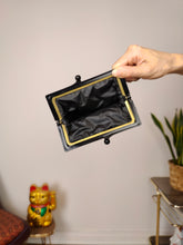 Load image into Gallery viewer, Vintage coin purse grandma bag black orange faux leather