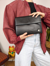 Load image into Gallery viewer, Vintage leather bag L.Ancora clutch black shoulder cross body