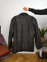 Load image into Gallery viewer, Vintage leather jacket L | blazer black coat pattern women unisex men