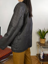 Load image into Gallery viewer, Vintage leather jacket L | blazer black coat pattern women unisex men
