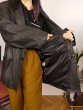 Load image into Gallery viewer, Vintage leather jacket L | blazer black coat pattern women unisex men