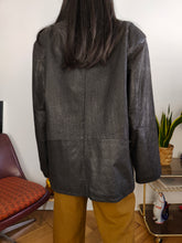 Load image into Gallery viewer, Vintage leather jacket L | blazer black coat pattern women unisex men