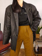 Load image into Gallery viewer, Vintage leather jacket L | blazer black coat pattern women unisex men