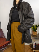 Load image into Gallery viewer, Vintage leather jacket L | blazer black coat pattern women unisex men