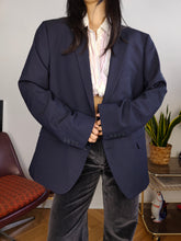 Load image into Gallery viewer, Second hand wool blend Ben Sherman blazer jacket navy blue unisex men 54 L
