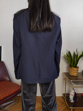 Load image into Gallery viewer, Second hand wool blend Ben Sherman blazer jacket navy blue unisex men 54 L