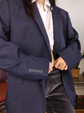 Load image into Gallery viewer, Second hand wool blend Ben Sherman blazer jacket navy blue unisex men 54 L
