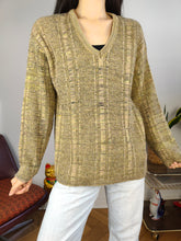 Load image into Gallery viewer, Vintage wool sweater S M | pullover knit knitted jumper V neck beige brown Italy