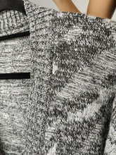 Load image into Gallery viewer, Vintage wool cardigan L XL | grey pattern knit knitted jacket women unisex men
