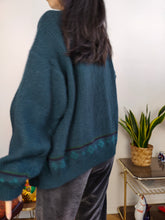 Load image into Gallery viewer, Vintage wool cardigan M | green knit knitted sweater jacket