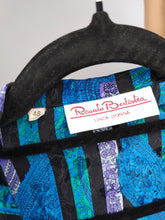 Load image into Gallery viewer, Vintage blouse shirt M | Renato Balestra designer blue stripe shiny print pattern women