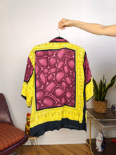 Load image into Gallery viewer, Vintage blouse shirt M L | baroque burgundy red yellow print pattern women unisex men
