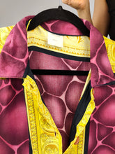 Load image into Gallery viewer, Vintage blouse shirt M L | baroque burgundy red yellow print pattern women unisex men