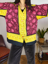 Load image into Gallery viewer, Vintage blouse shirt M L | baroque burgundy red yellow print pattern women unisex men