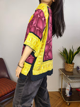 Load image into Gallery viewer, Vintage blouse shirt M L | baroque burgundy red yellow print pattern women unisex men