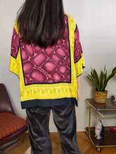 Load image into Gallery viewer, Vintage blouse shirt M L | baroque burgundy red yellow print pattern women unisex men