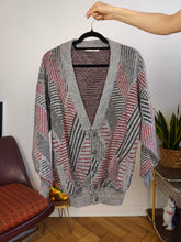 Load image into Gallery viewer, Vintage wool cardigan M L | Guy Laroche grey knit knitted sweater pattern women unisex men