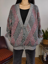 Load image into Gallery viewer, Vintage wool cardigan M L | Guy Laroche grey knit knitted sweater pattern women unisex men