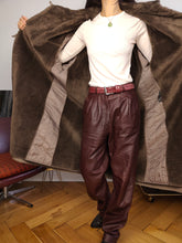 Load image into Gallery viewer, Vintage trench coat L | faux fur maxi padded collar brown lined women unisex men