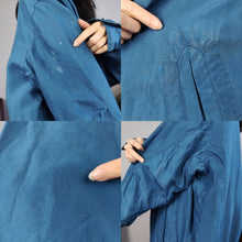 Load image into Gallery viewer, Vintage silk bomber jacket blouson blue light spring summer women unisex men 50 L