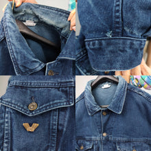 Load image into Gallery viewer, Vintage 90s Wampum denim jacket trucker dark blue jeans women men unisex L-XL